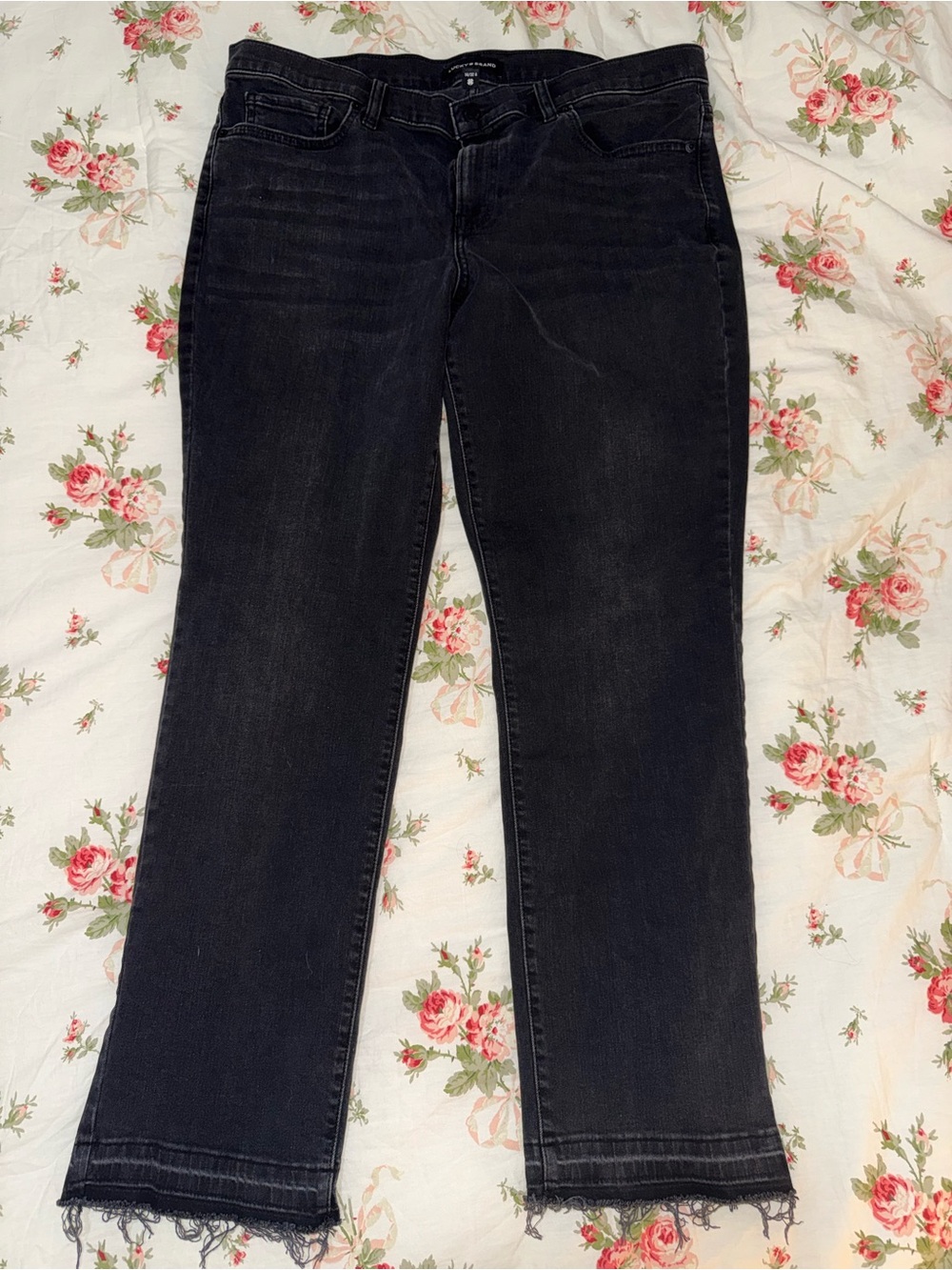 Lucky Brand Black Straight-Leg Jeans with Raw Hem